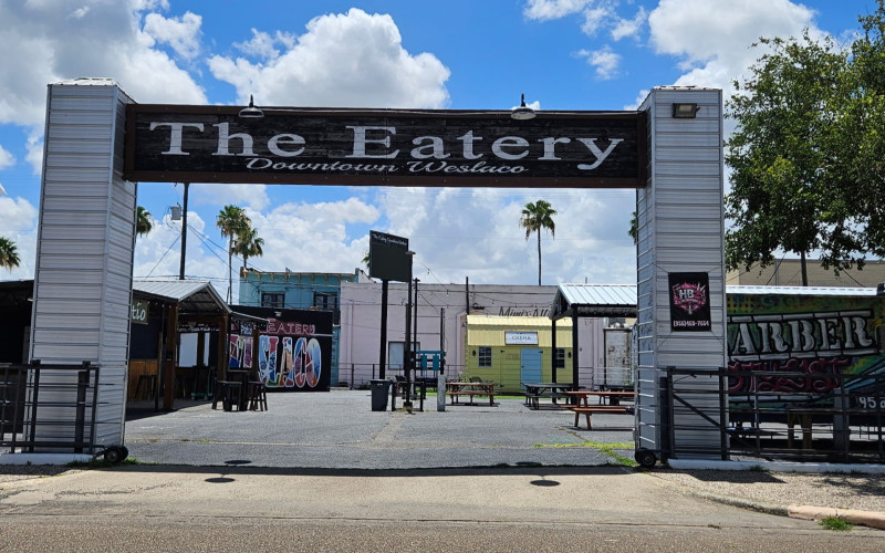 The Eatery in Downtown Weslaco, TX — open-air food court off Texas Blvd near where Action House Leveling repairs foundations on Harlingen clay